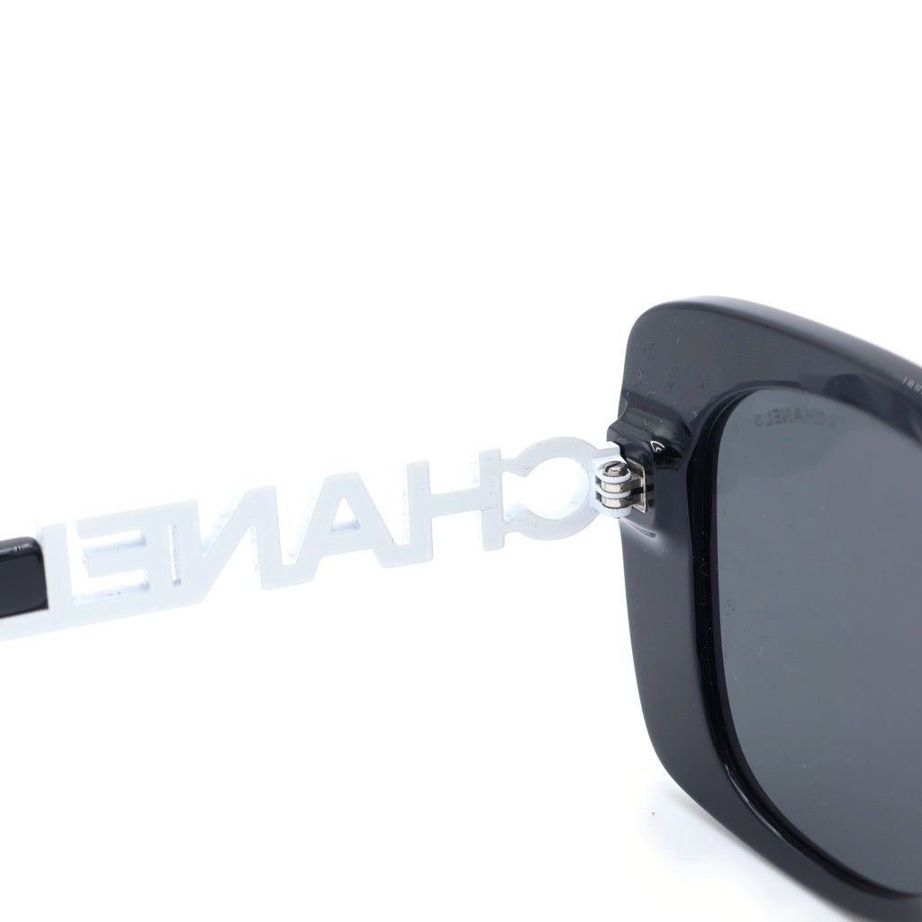 CHANEL(シャネル) ロゴ ラインストーン サングラス メガネ 眼鏡 アイウェア ブラック レディース