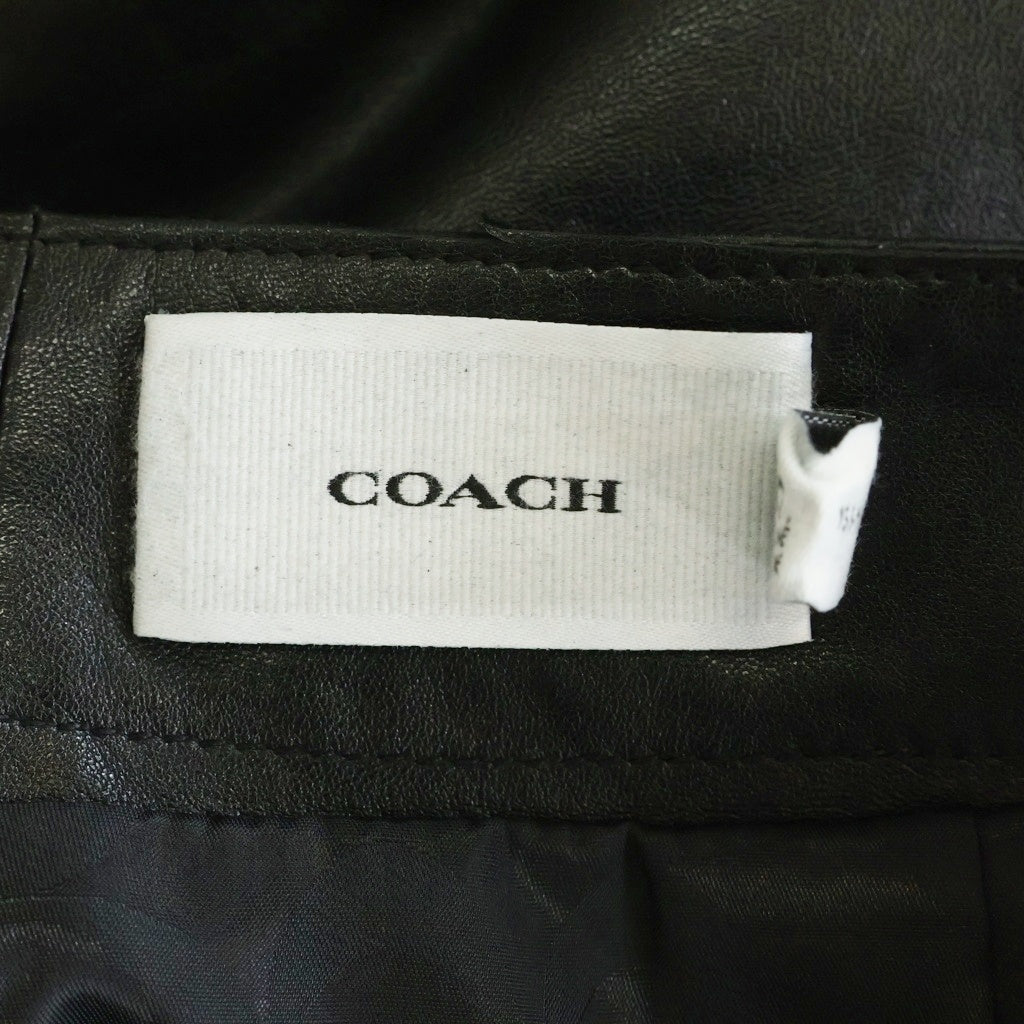 COACH(コーチ) ヘリテージC レザーロングスカート ブラック CM306 レディース