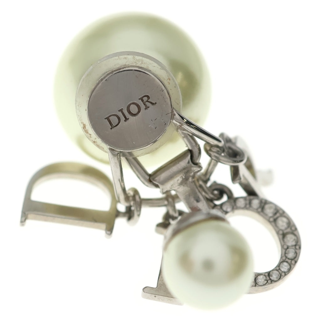 Christian Dior(クリスチャンディオール) CDトライバル ロゴ フェイクパール ラインストーン イヤリング シルバー レディース