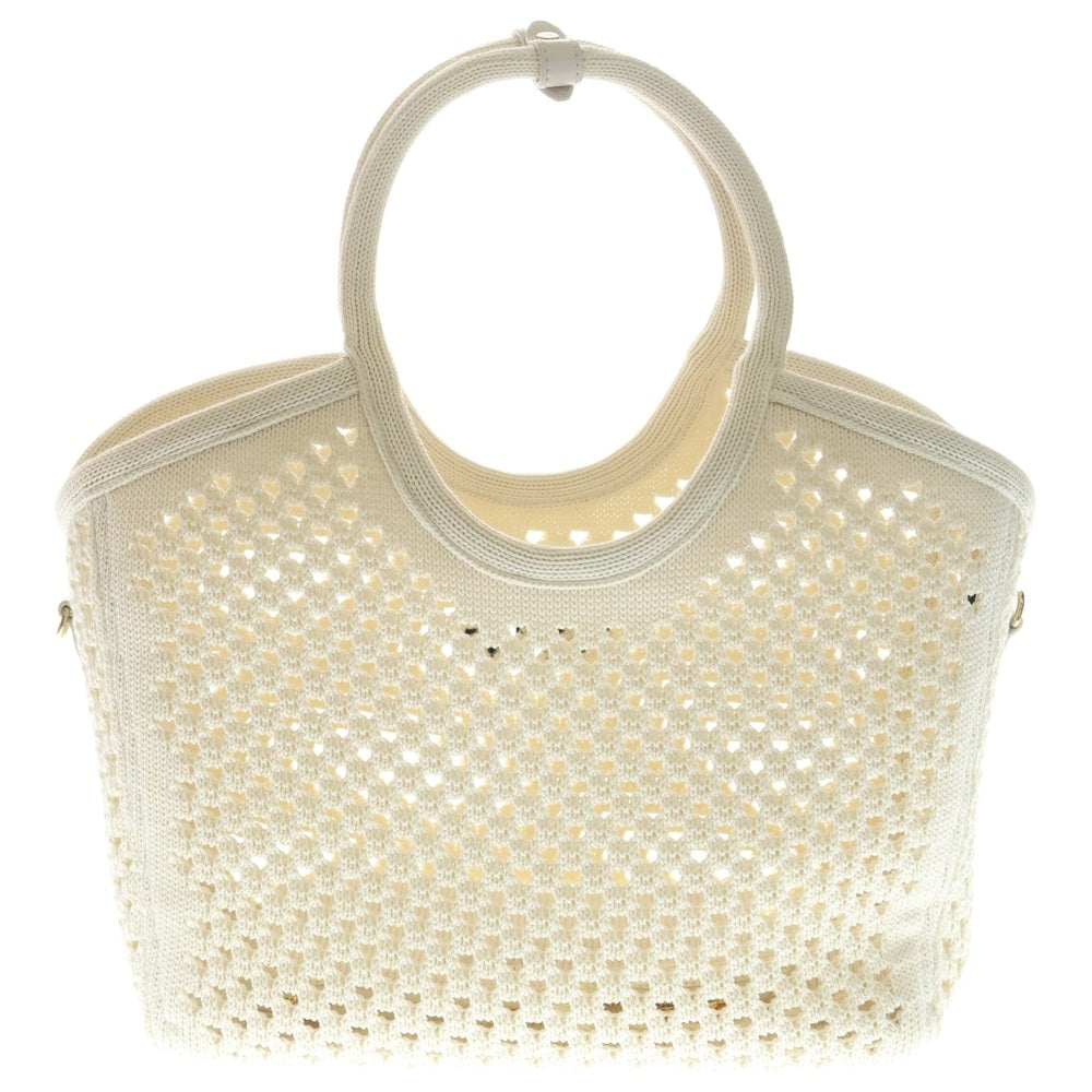 miumiu(ミュウミュウ) IVY トートバッグ ハンドバッグ ショルダーバッグ 2WAYバッグ ホワイト コットン 5BG281 ゴールド金具 レディース