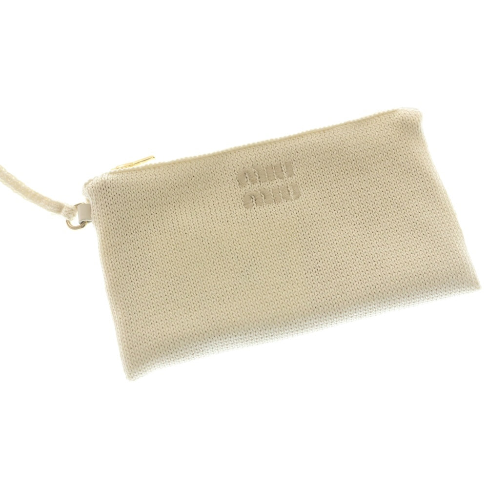 miumiu(ミュウミュウ) IVY トートバッグ ハンドバッグ ショルダーバッグ 2WAYバッグ ホワイト コットン 5BG281 ゴールド金具 レディース