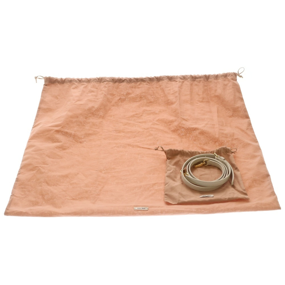 miumiu(ミュウミュウ) IVY トートバッグ ハンドバッグ ショルダーバッグ 2WAYバッグ ホワイト コットン 5BG281 ゴールド金具 レディース