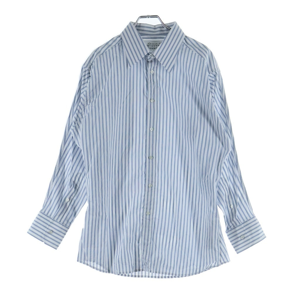 Maison Margiela(メゾンマルジェラ) 25SS ストライプ総柄 袖反転 長袖シャツ ホワイト/ブルー S50DT0049