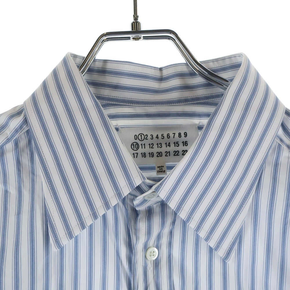 Maison Margiela(メゾンマルジェラ) 25SS ストライプ総柄 袖反転 長袖シャツ ホワイト/ブルー S50DT0049