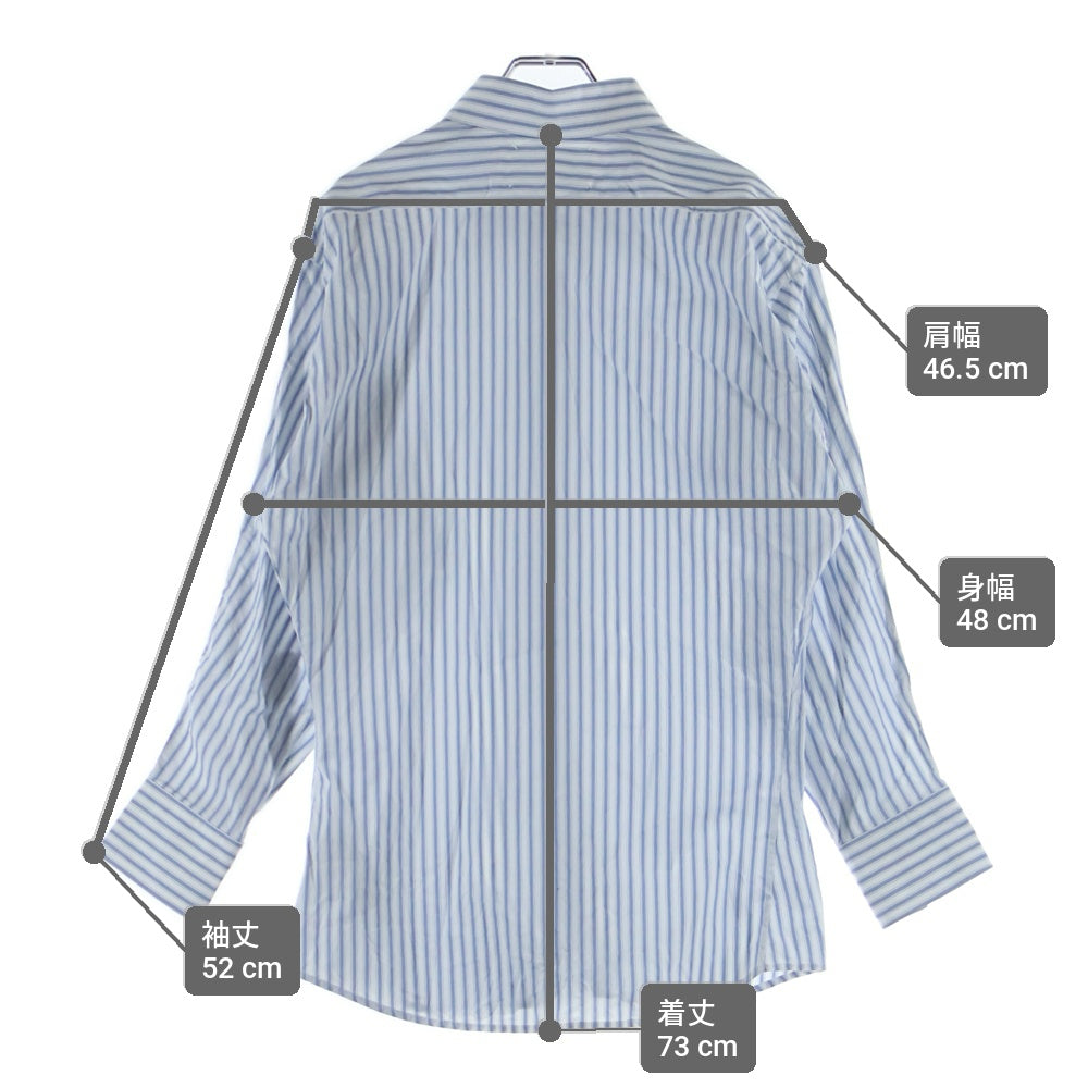 Maison Margiela(メゾンマルジェラ) 25SS ストライプ総柄 袖反転 長袖シャツ ホワイト/ブルー S50DT0049