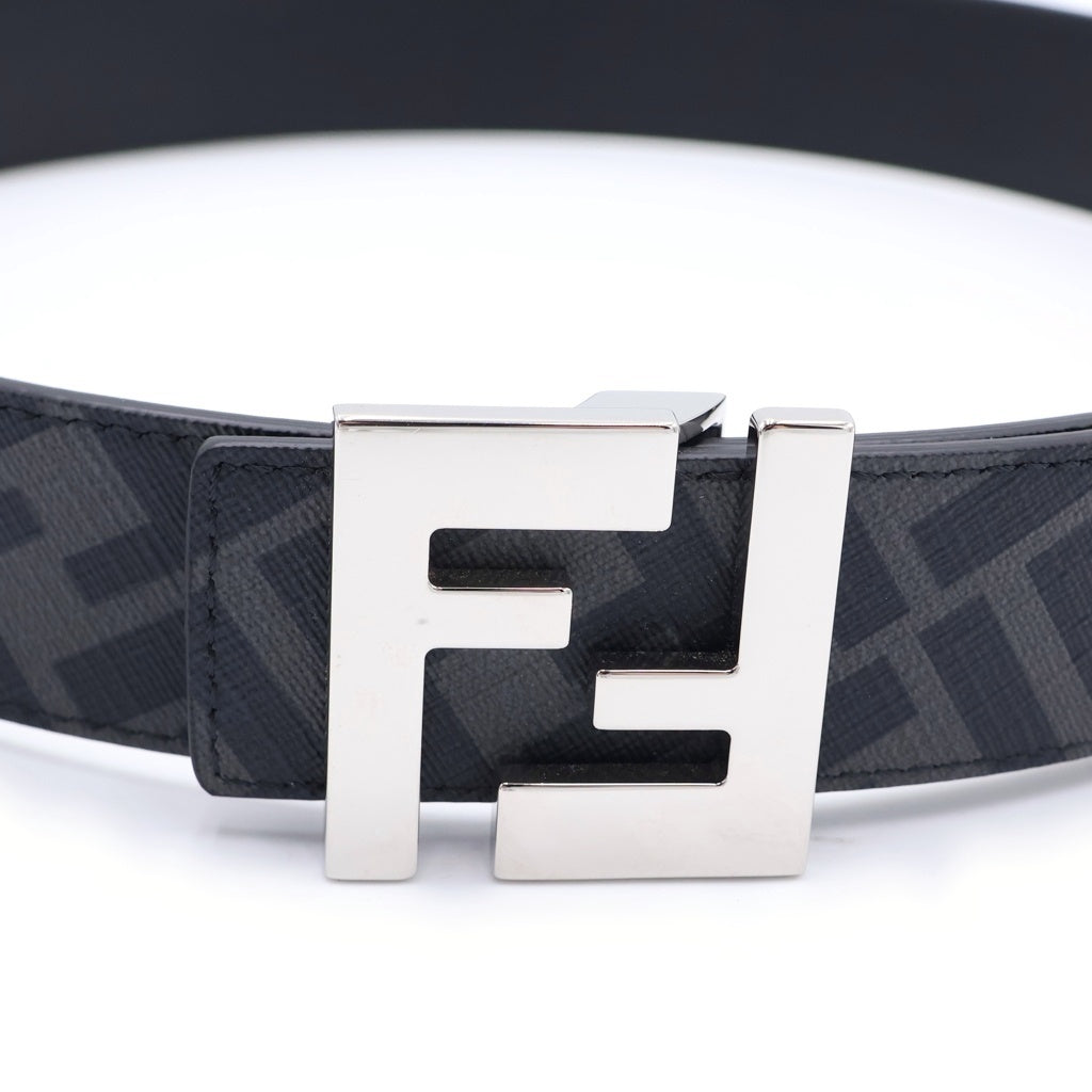 FENDI(フェンディ) FFスクエア リバーシブルベルト ブラック レザー シルバー金具