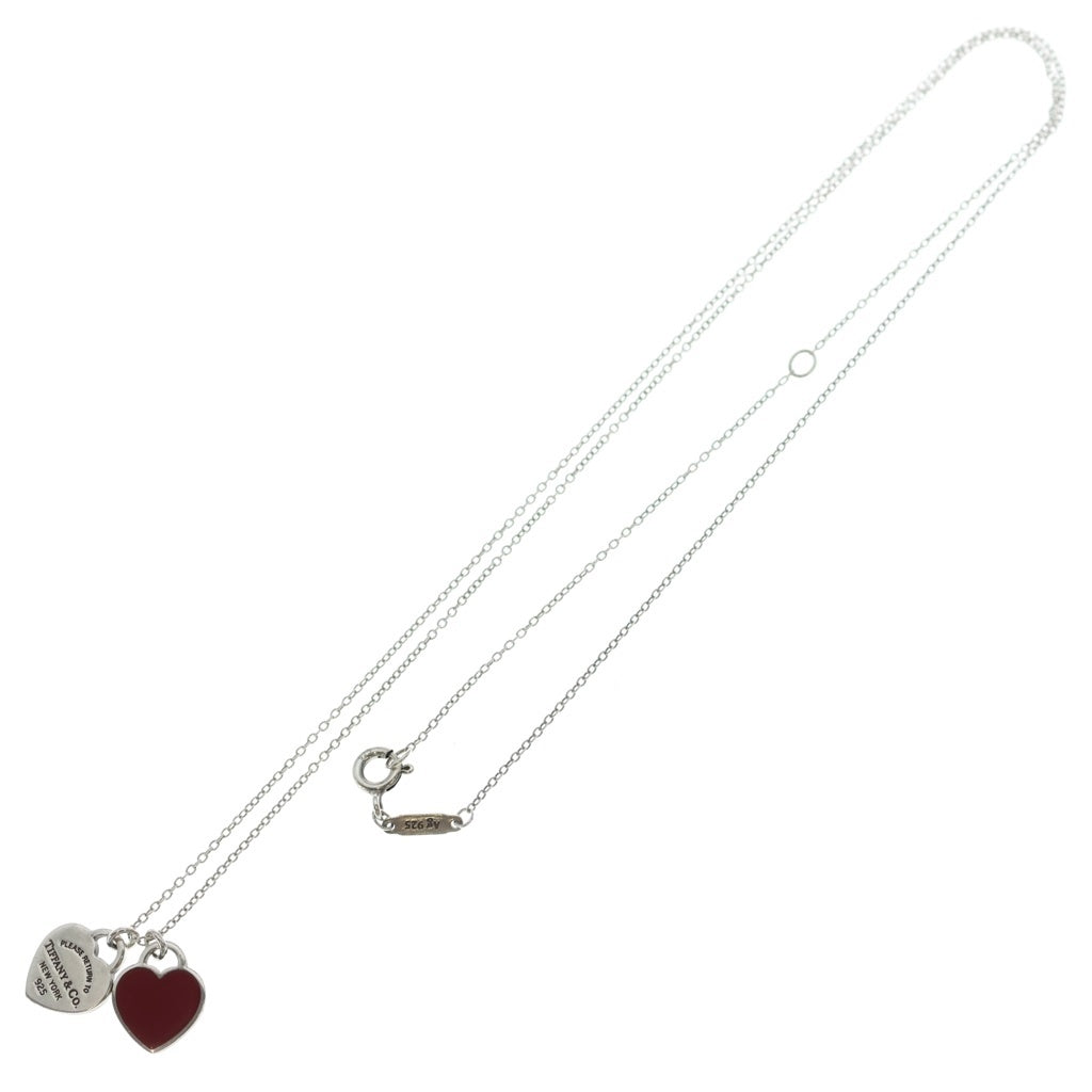 TIFFANY & Co.(ティファニー) ティファニー リターントゥ ダブルハート ネックレス ペンダント チェーン シルバー×レッド SV925 レディース