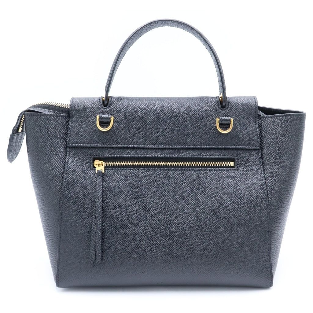 CELINE(セリーヌ) ベルトバッグ マイクロ 2WAYバッグ ハンドバッグ ショルダーバッグ ブラック グレインドカーフスキン ゴールド金具 レディース