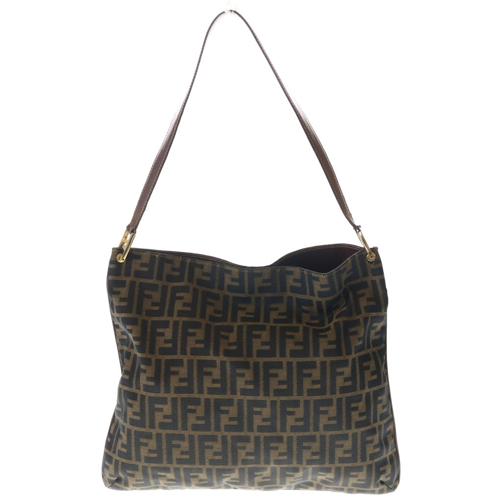 FENDI(フェンディ) ■ズッカ ワンショルダーバッグ ハンドバッグ ブラウン キャンバス×レザー レディース