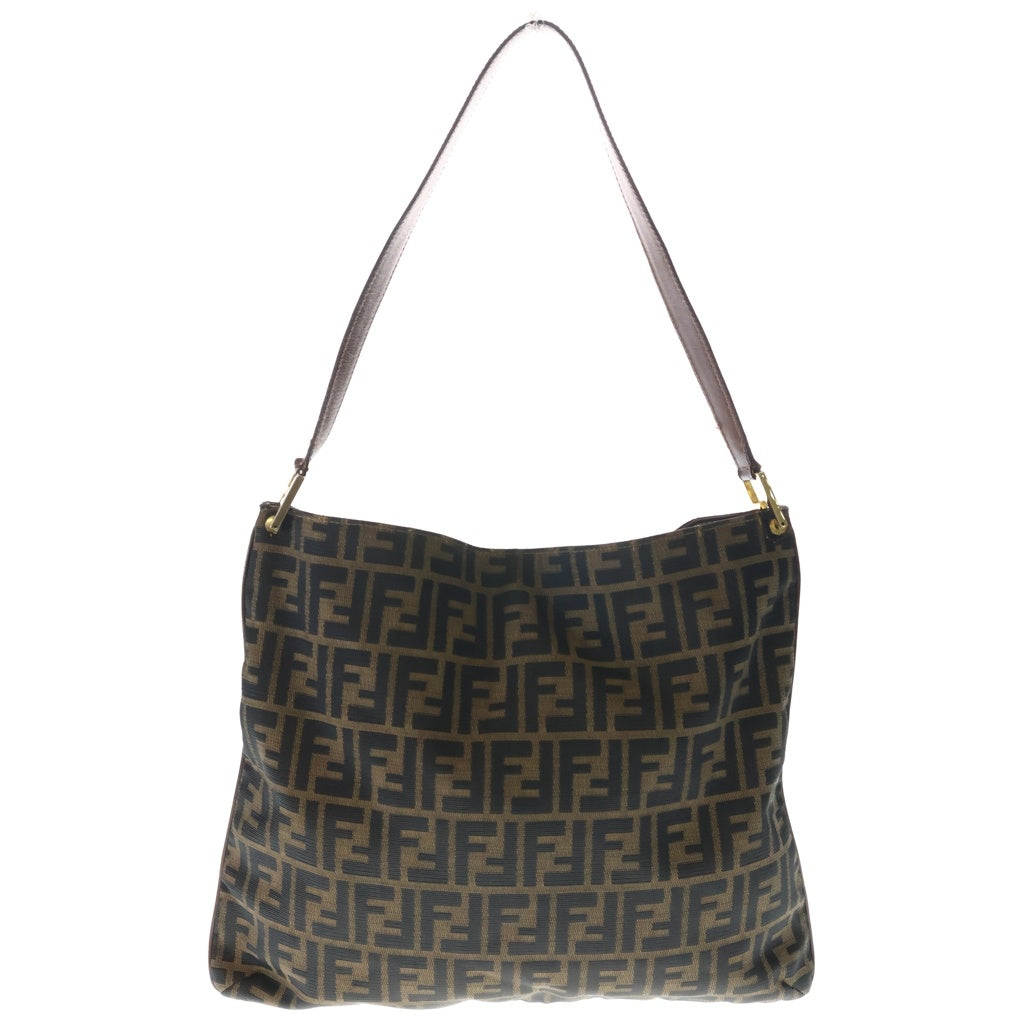 FENDI(フェンディ) ■ズッカ ワンショルダーバッグ ハンドバッグ ブラウン キャンバス×レザー レディース