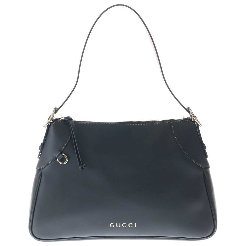 GUCCI(グッチ) ゴレザーラージショルダーバッグ ブラック レザー 815217 ゴールド金具 レディース