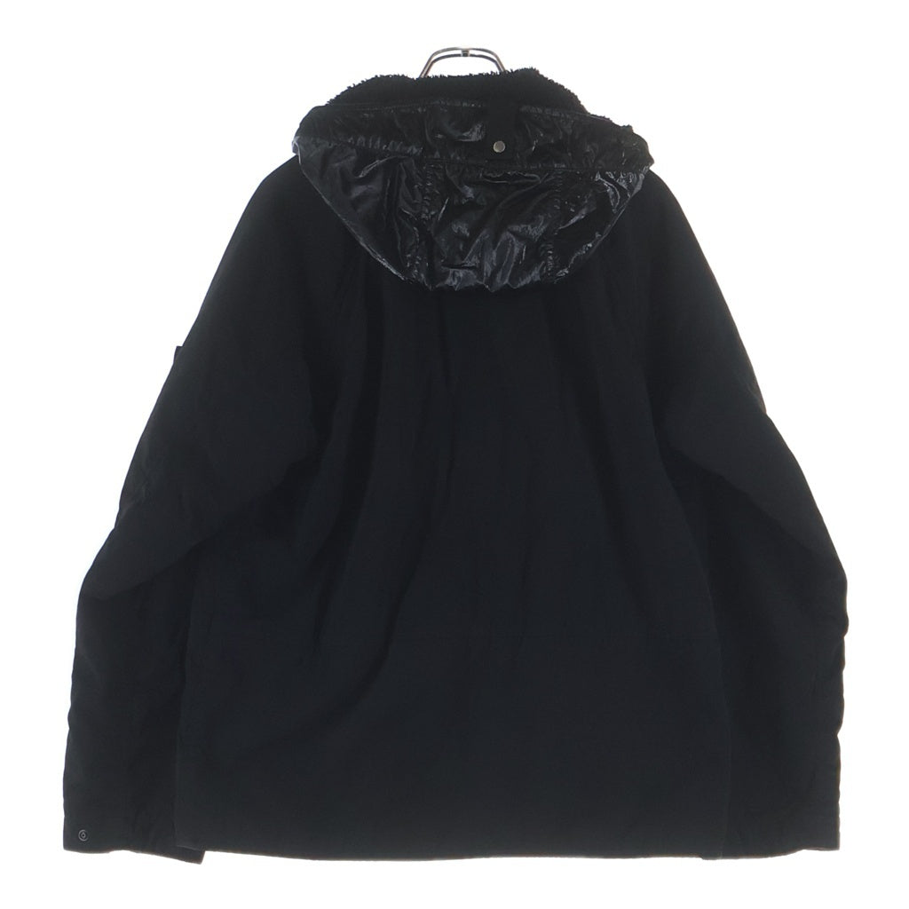 STONE ISLAND(ストーンアイランド) NYLON PANAMA WITH NEW SILK LIGHT GARMENT DYED ナイロン パナマ ボアライニング フーデッド ジャケット ブラック 811544021