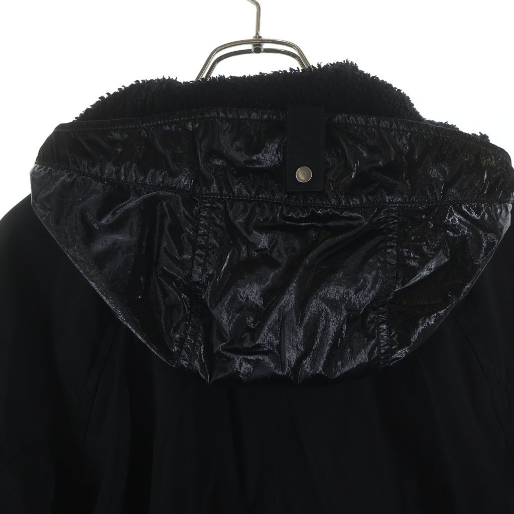STONE ISLAND(ストーンアイランド) NYLON PANAMA WITH NEW SILK LIGHT GARMENT DYED ナイロン パナマ ボアライニング フーデッド ジャケット ブラック 811544021