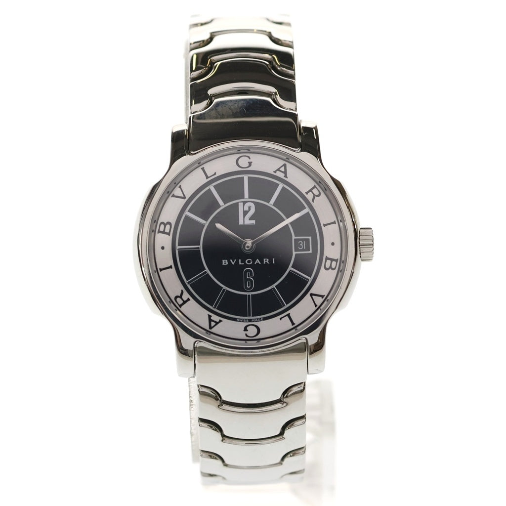 BVLGARI(ブルガリ) ソロテンポ デイト 黒文字盤 クォーツウォッチ 腕時計 シルバー ST29S