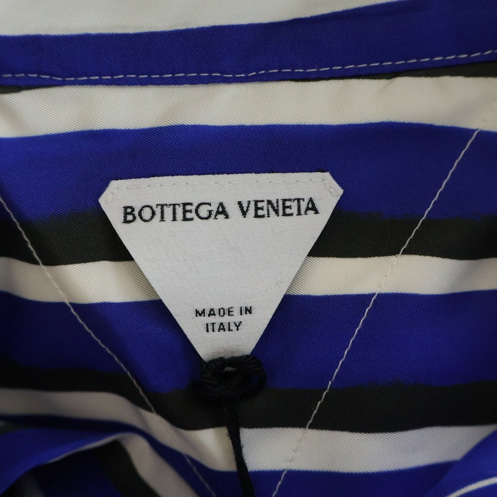 BOTTEGA VENETA(ボッテガヴェネタ) ストライプ柄半袖シャツ ブルー×ホワイト シルク #50 729168