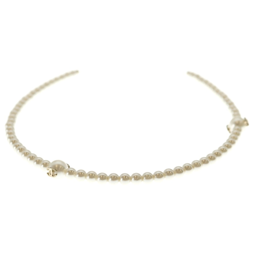 CHANEL(シャネル) ココマーク パール カチューシャ ヘア アクセサリー ホワイト レディース