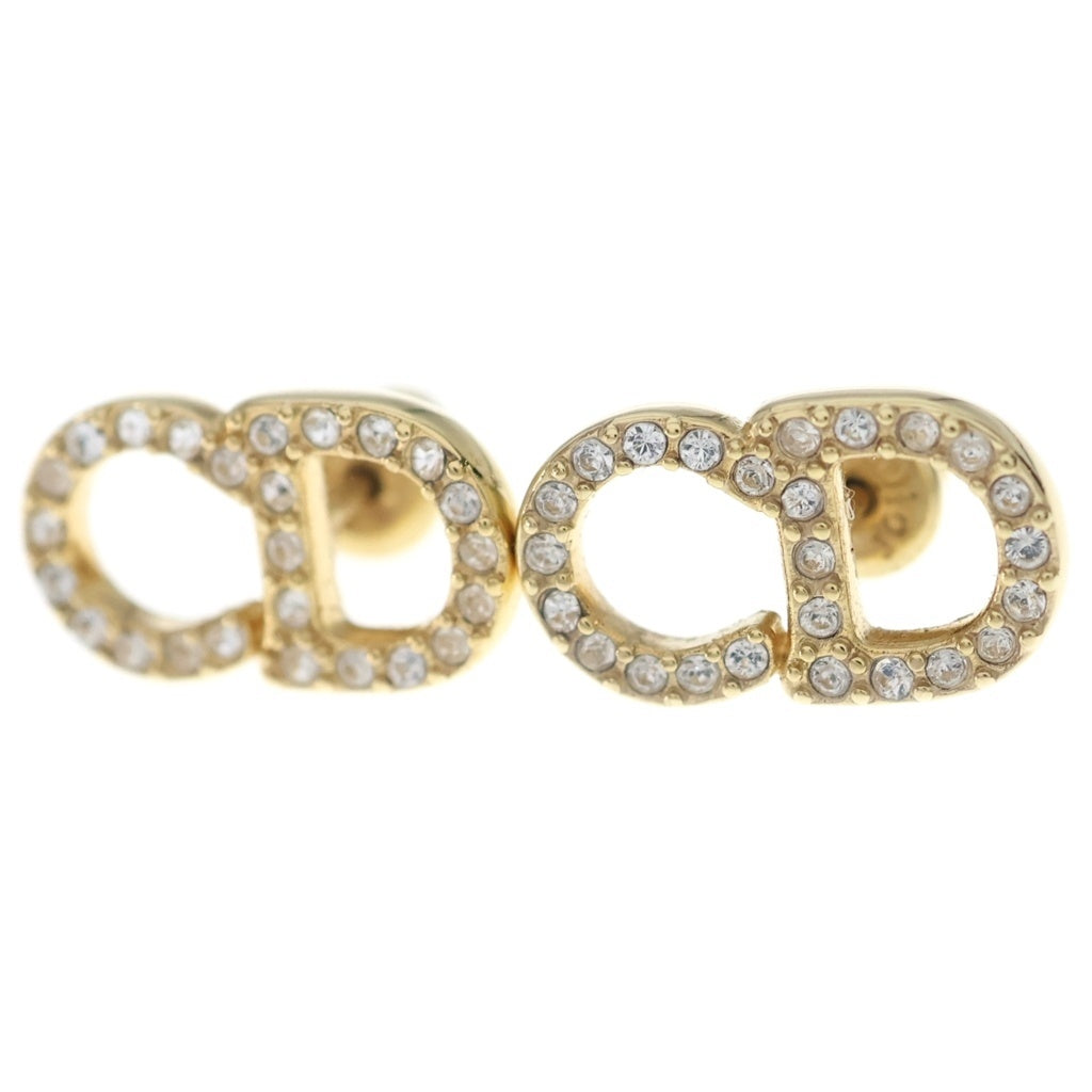 Christian Dior(クリスチャンディオール) CDロゴ ラインストーン スタッドピアス ゴールド レディース