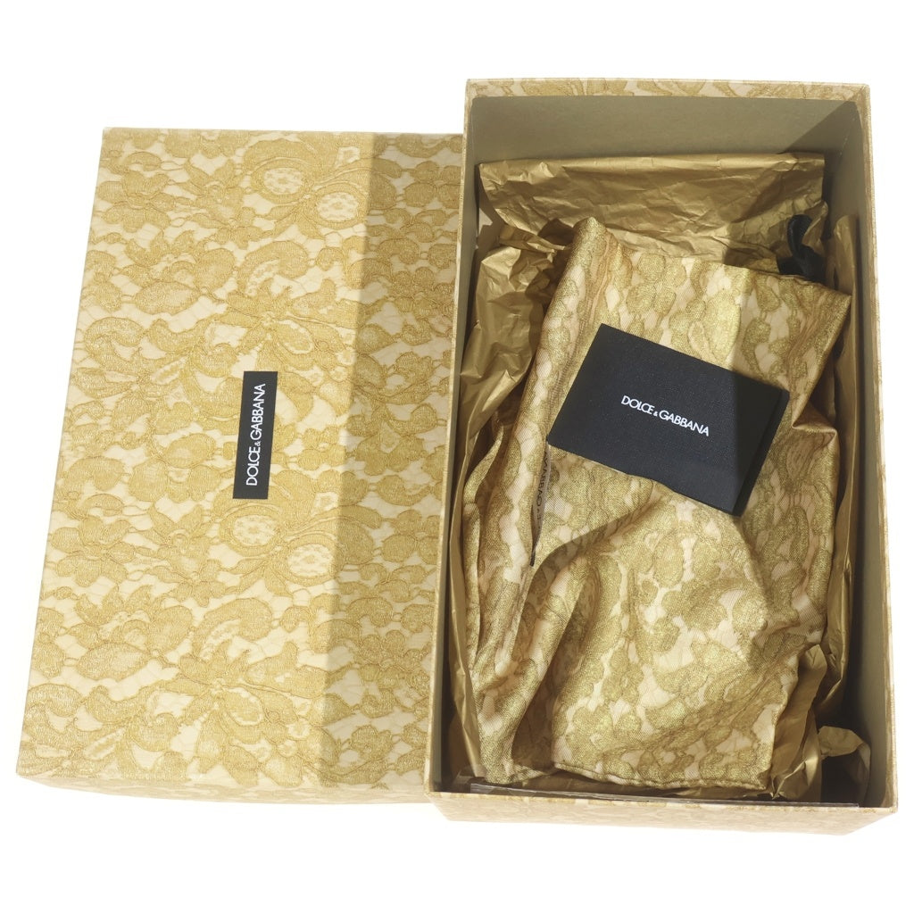 DOLCE & GABBANA(ドルチェアンドガッバーナ) ■ブローチパンプス ゴールド レース #37 箱 レディース