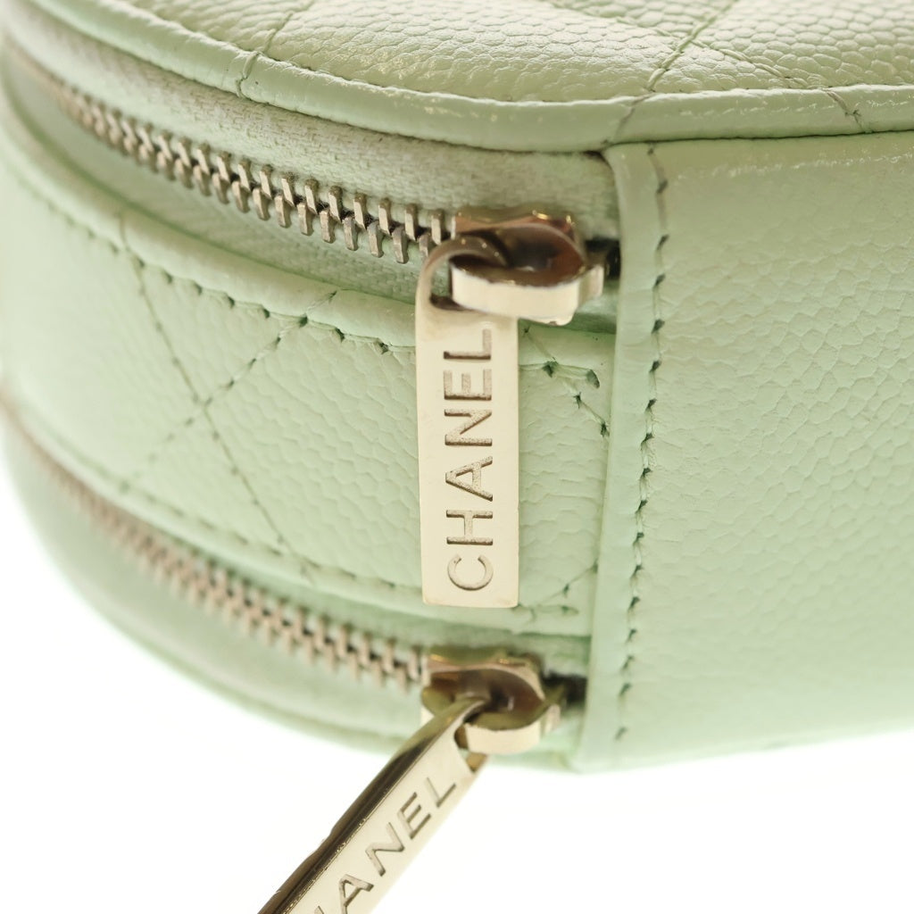 CHANEL(シャネル) シャネル ミニ ラウンド マトラッセチェーンショルダーバッグ バニティ ライムグリーン キャビアスキン AP2502 ゴールド金具 レディース