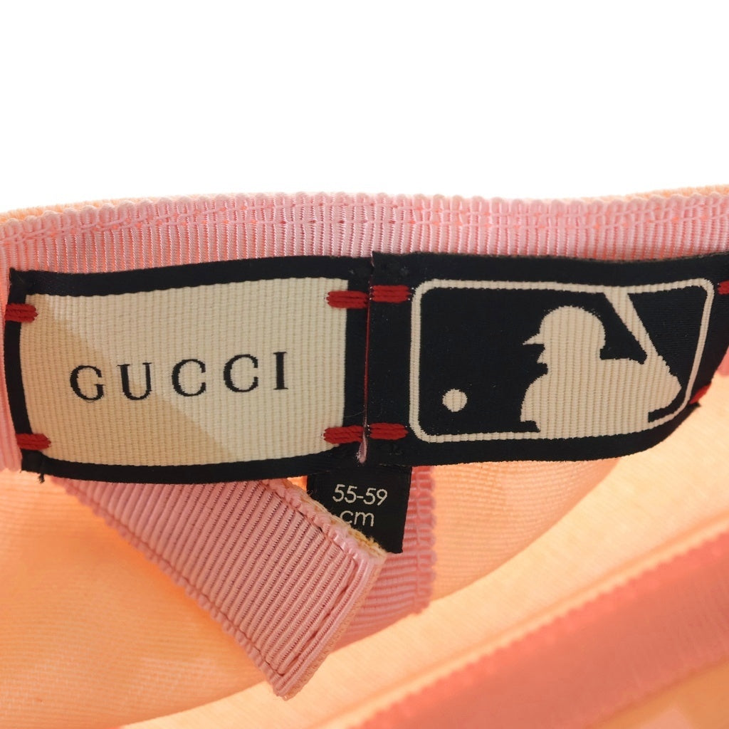 GUCCI(グッチ) NY ベースボールキャップ ピンク コットン ヤンキース アップリケ エンブロイダリー ウサギ ピンク 538561 レディース