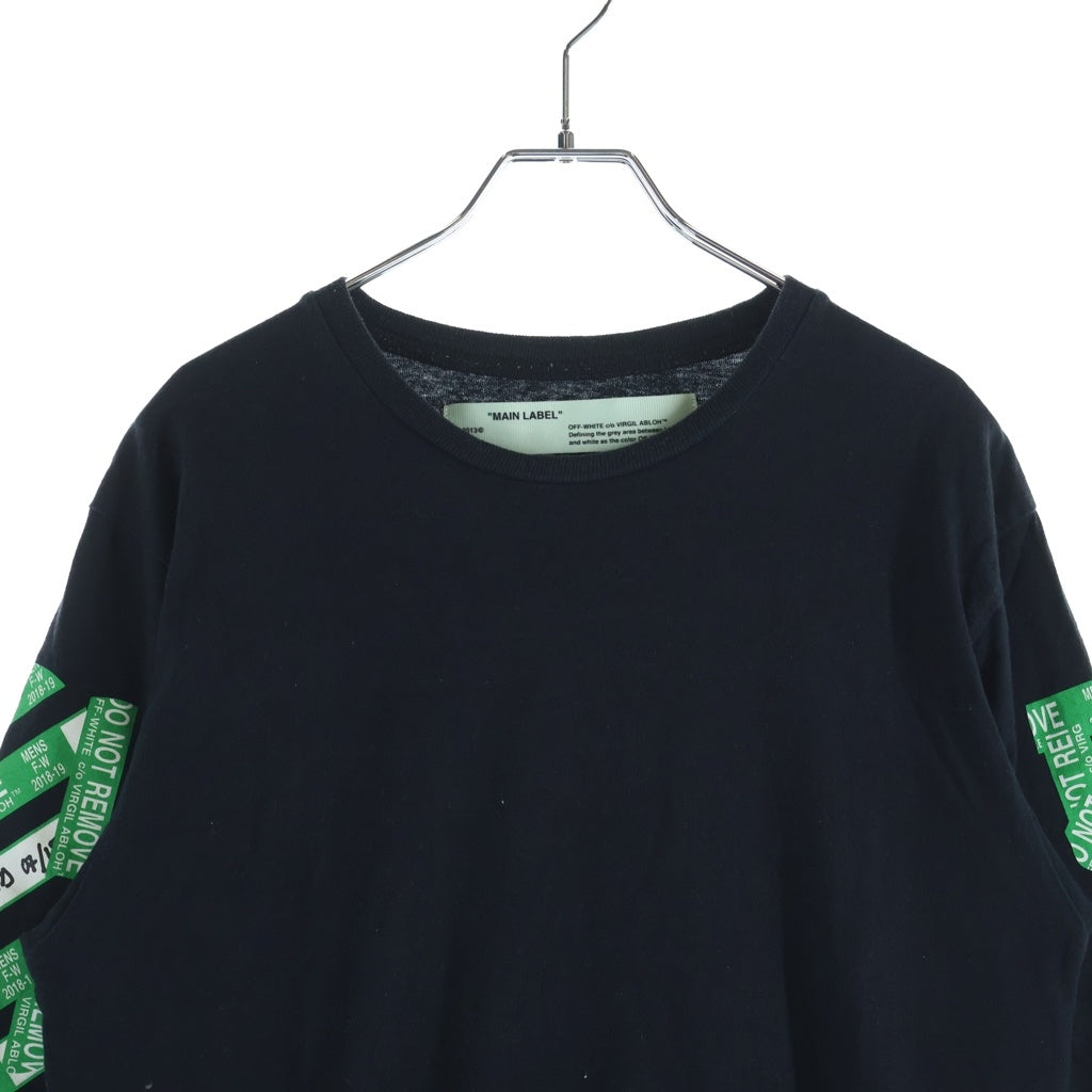 OFF-WHITE(オフホワイト) Black 3D Diagonal T-Shirt フロントプリントTシャツ ブラック×グリーン #M