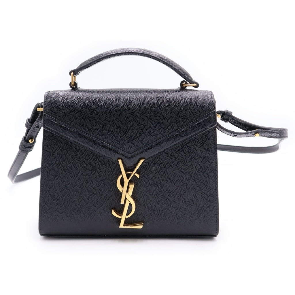 SAINT LAURENT PARIS(サンローランパリ) カサンドラ トップハンドル 2WAYショルダーバッグ ハンドバッグ ブラック レザー 623931 ゴールド金具 レディース