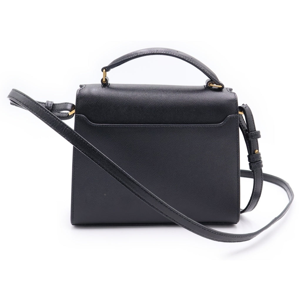 SAINT LAURENT PARIS(サンローランパリ) カサンドラ トップハンドル 2WAYショルダーバッグ ハンドバッグ ブラック レザー 623931 ゴールド金具 レディース