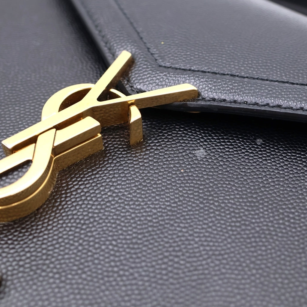 SAINT LAURENT PARIS(サンローランパリ) カサンドラ トップハンドル 2WAYショルダーバッグ ハンドバッグ ブラック レザー 623931 ゴールド金具 レディース