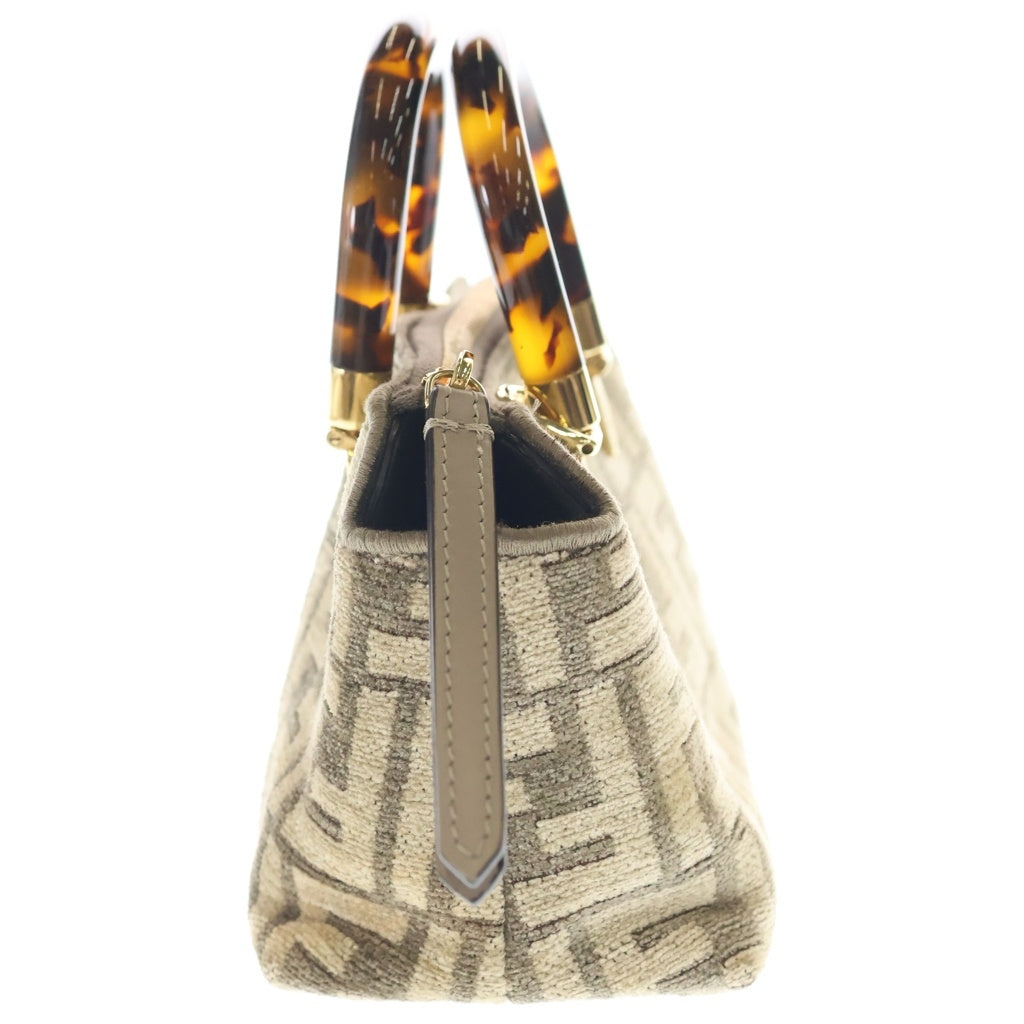 FENDI(フェンディ) ズッカ バイザウェイ ハンド ショルダーバッグ 2WAY ゴールド金具 ベージュ RFID レディース