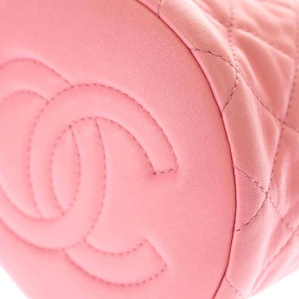 CHANEL(シャネル) ココマーク ココボール ラムスキン レザー 巾着 チェーンショルダーバッグ ピンク ゴールド金具 プレート AS1894 レディース
