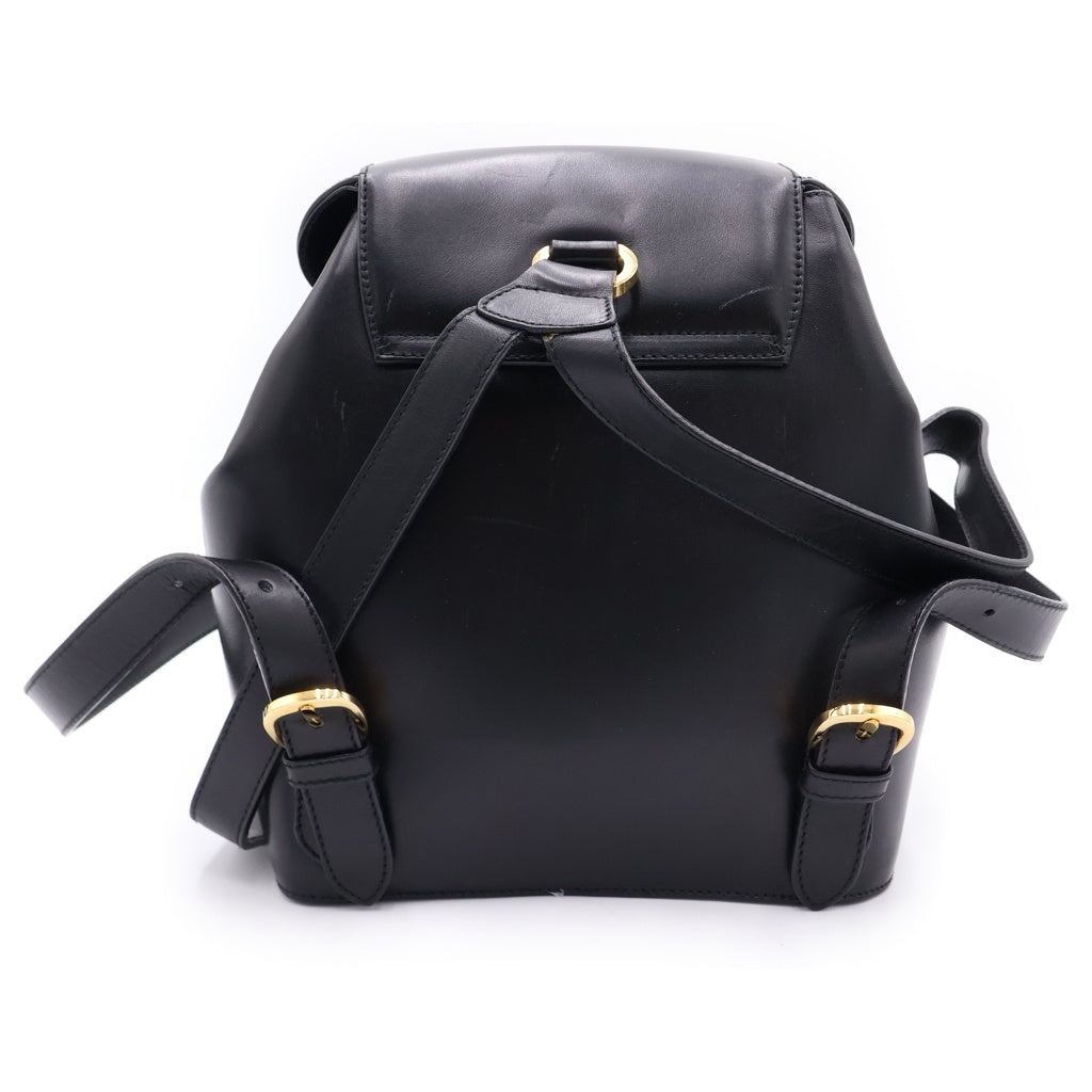 FERRAGAMO(フェラガモ) ガンチーニ リュックサック バックパック ブラック レザー ゴールド金具 レディース