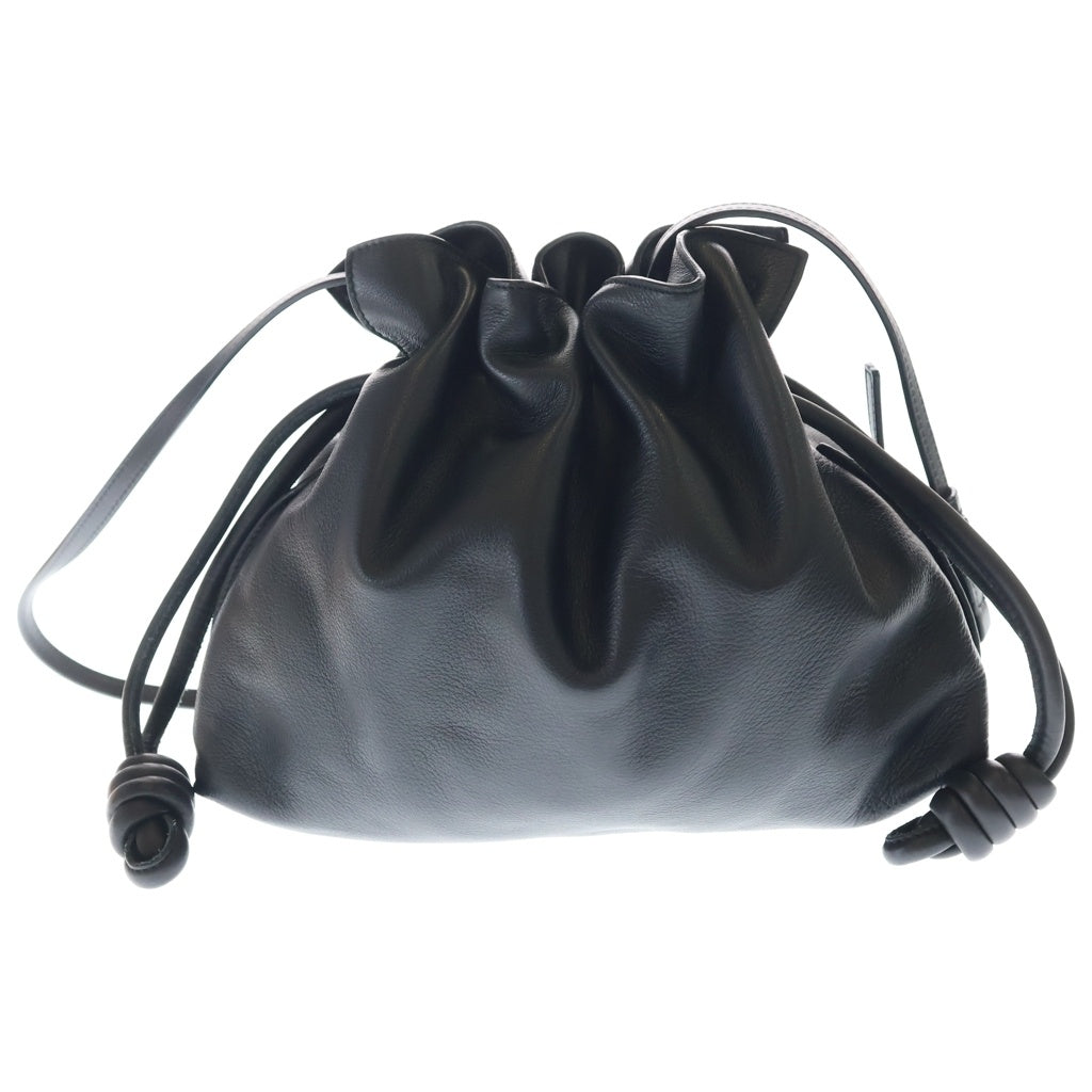 LOEWE(ロエベ) フラメンコクラッチ ショルダーバッグ 巾着バッグ ブラック レザー ゴールド金具 レディース
