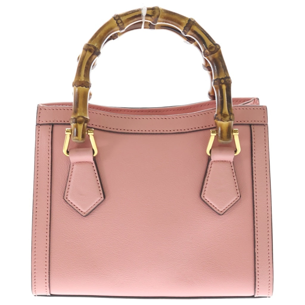 GUCCI(グッチ) グッチ バンブー ダイアナ 2WAYハンドバッグ ショルダーバッグ ピンク レザー ゴールド金具 レディース