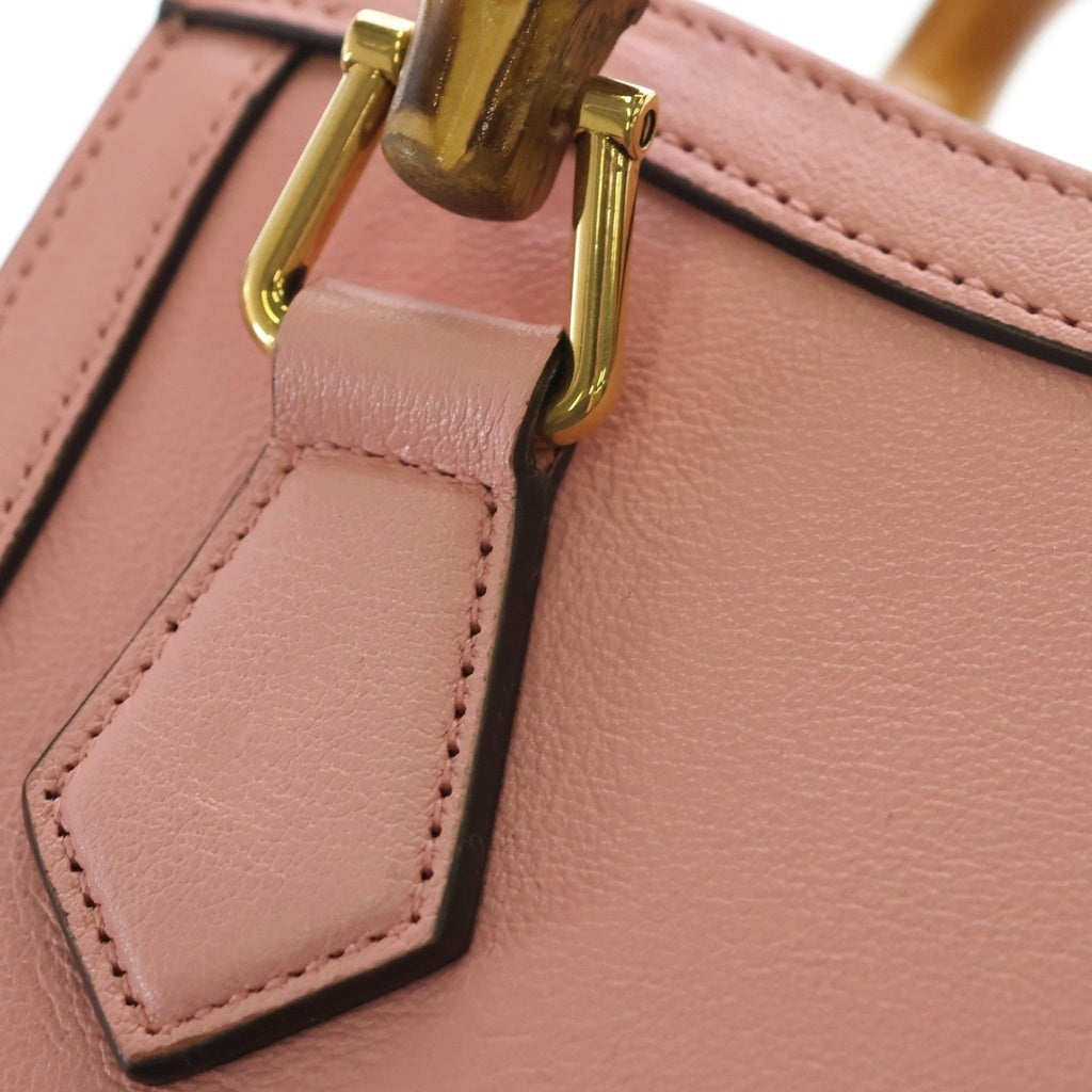 GUCCI(グッチ) グッチ バンブー ダイアナ 2WAYハンドバッグ ショルダーバッグ ピンク レザー ゴールド金具 レディース