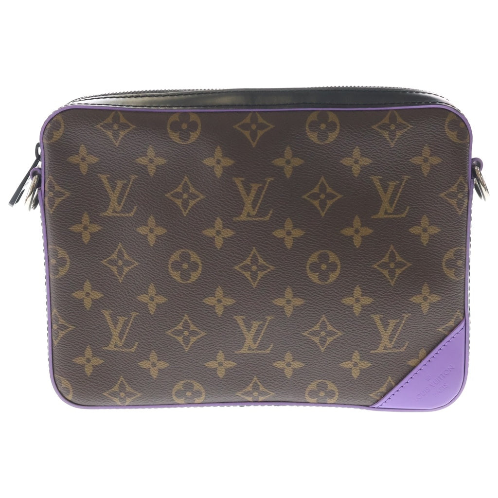 LOUIS VUITTON(ルイヴィトン) モノグラムマカサー LVカラーマニア トリオメッセンジャー セカンドバッグ ポーチ クラッチバッグ ブラウン×パープル レザー×PVC M46266 シルバー金具 レディース