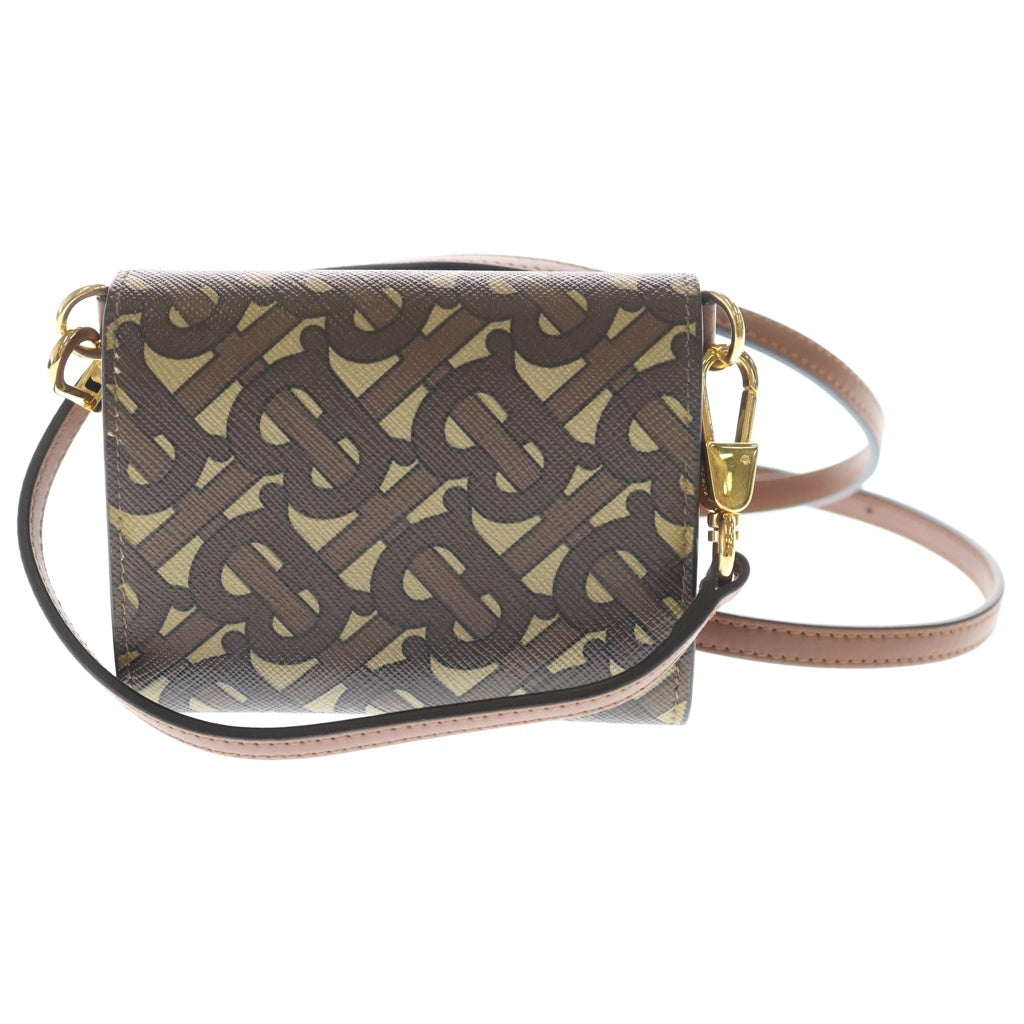BURBERRY(バーバリー) TB モノグラム コインケース チェーンウォレット ミニバッグ ブラウン レザー PVC ゴールド金具 レディース