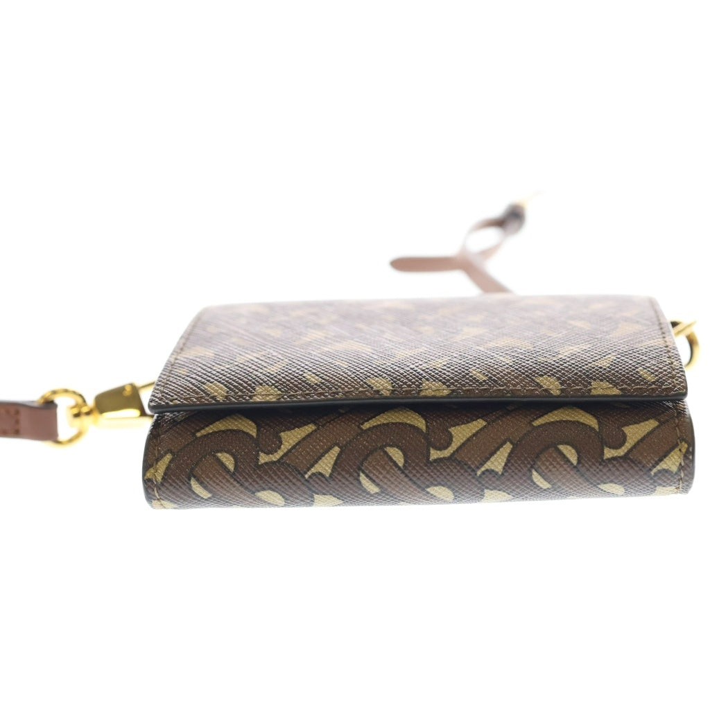 BURBERRY(バーバリー) TB モノグラム コインケース チェーンウォレット ミニバッグ ブラウン レザー PVC ゴールド金具 レディース
