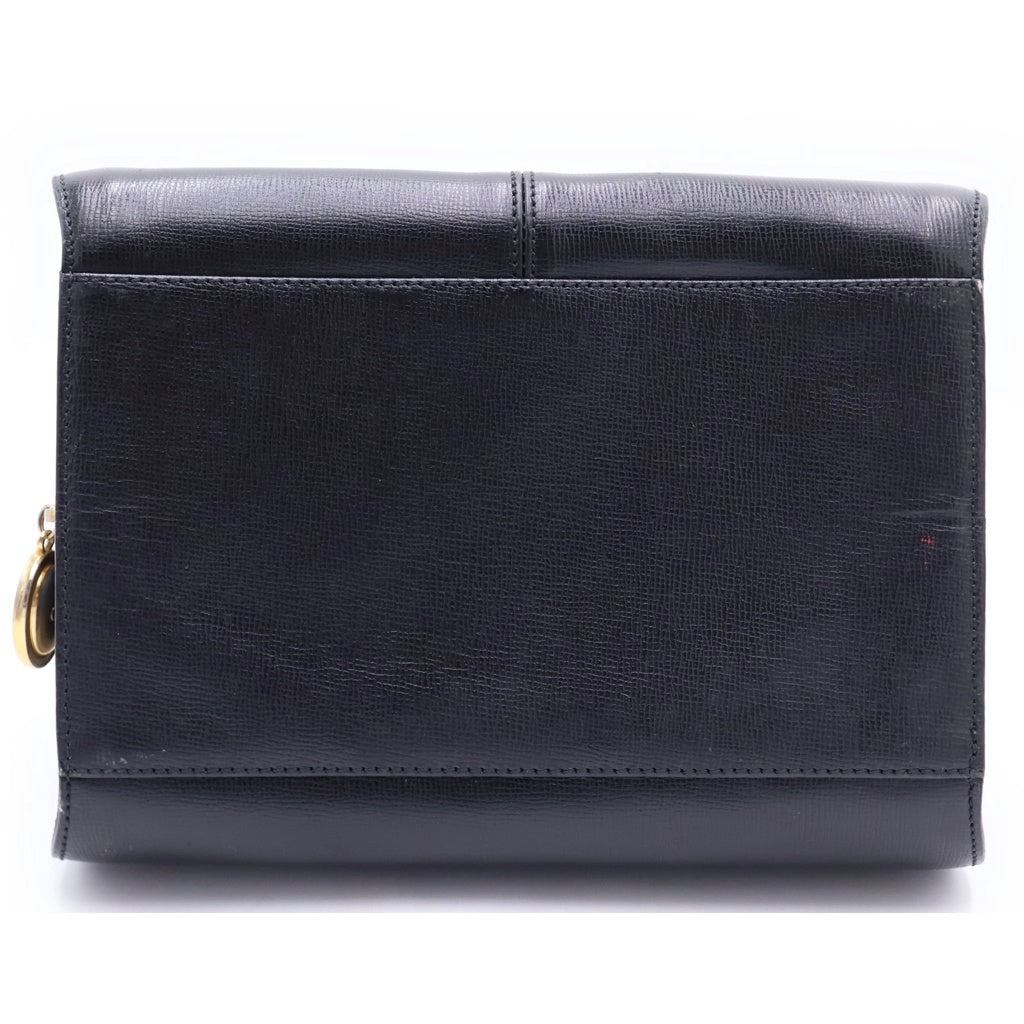 Christian Dior(クリスチャンディオール) ヴィンテージ ラウンド オーバル レザー ハンドバッグ ブラック ゴールド金具 レディース