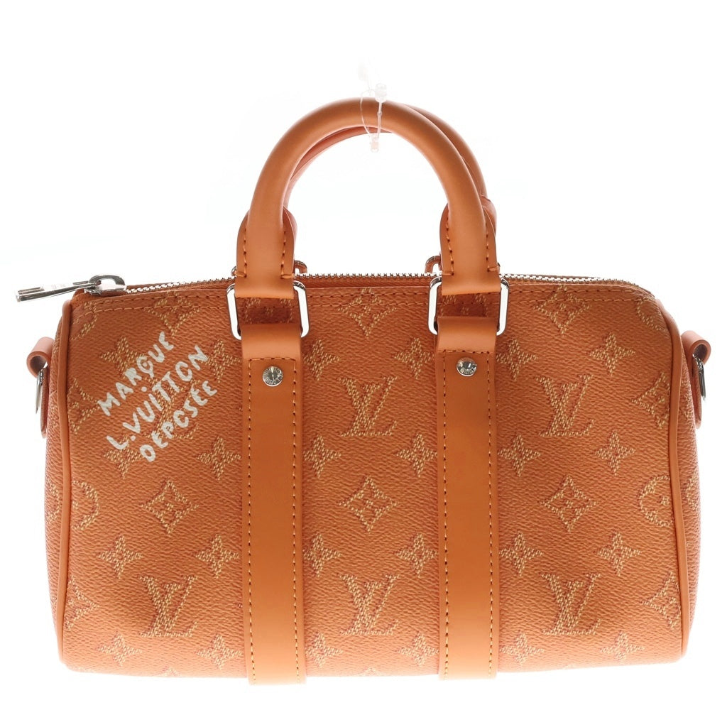 LOUIS VUITTON(ルイヴィトン) キーポル25 バンドリエール モノグラム ヘリテージ PVC レザー 2WAY ハンド ショルダーバッグ シルバー金具 オレンジ M26818 レディース