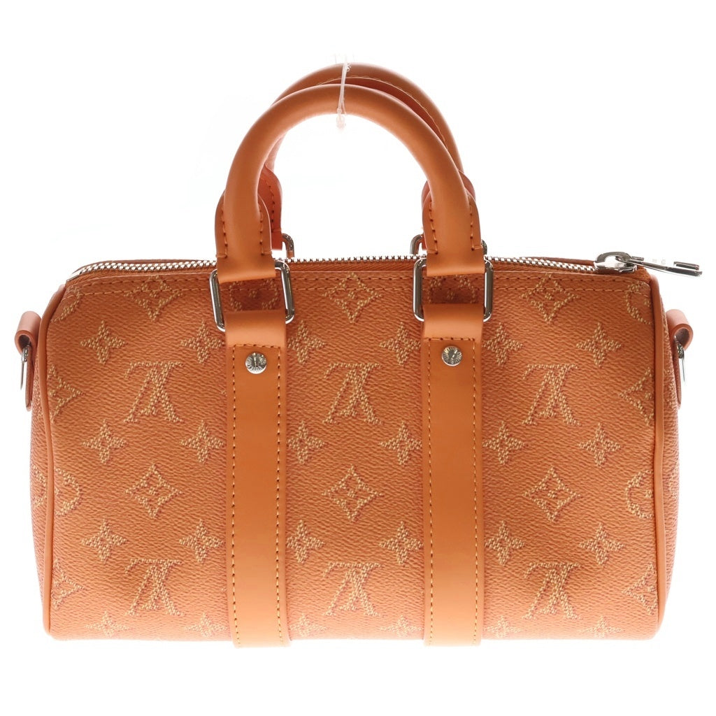LOUIS VUITTON(ルイヴィトン) キーポル25 バンドリエール モノグラム ヘリテージ PVC レザー 2WAY ハンド ショルダーバッグ シルバー金具 オレンジ M26818 レディース
