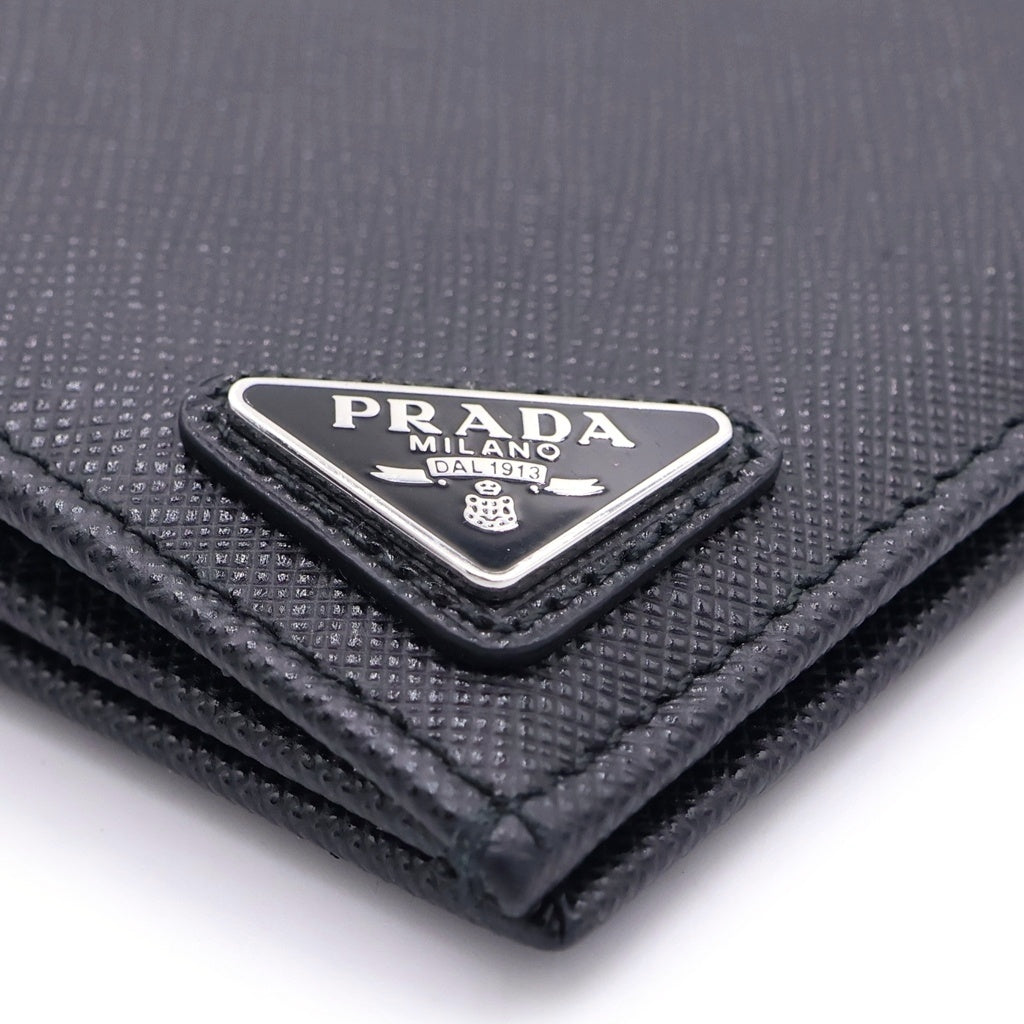 PRADA(プラダ) サフィアーノ 二つ折り 長財布 ロングウォレット トライアングルロゴ プレート レザー ブラック 2MV836 RFID レディース