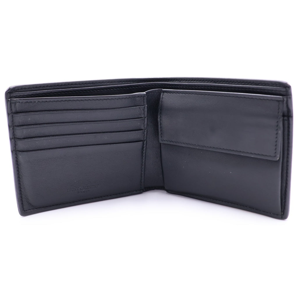 SAINT LAURENT PARIS(サンローランパリ) レザーコンパクトウォレット 二つ折り財布 ブラック 396303