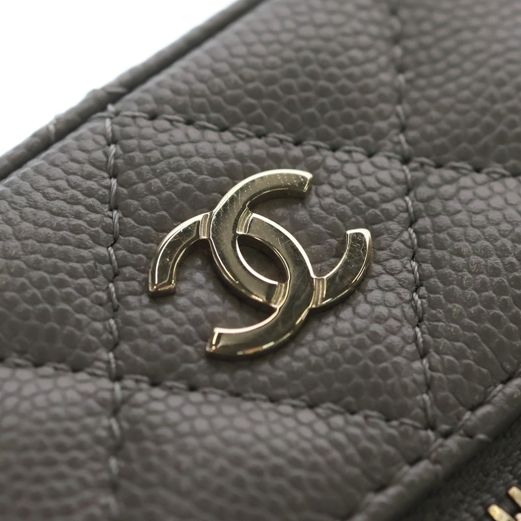 CHANEL(シャネル) マトラッセ クラシック バニティ キャビアスキン ゴールド金具 チェーンショルダーバック フォンケース AP2084 グレー レディース