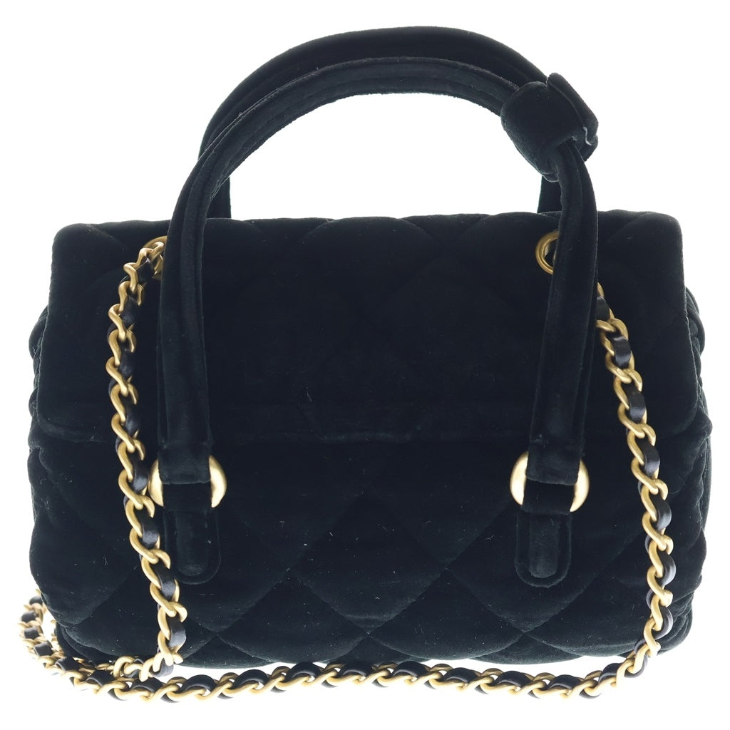 CHANEL(シャネル) マトラッセ ベロア ベルベット ゴールド金具 ターンロック 2WAY ハンドバック チェーンショルダーバック ベロア プレート レディース