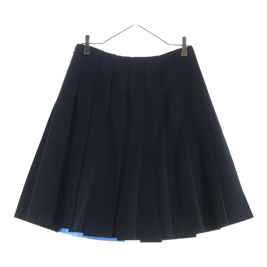 PRADA(プラダ) バイカラー プリーツスカート ポリエステル ブラック/ブルー/オレンジ レディース