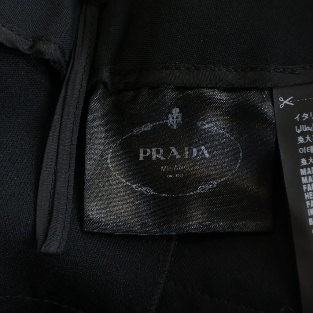 PRADA(プラダ) バイカラー プリーツスカート ポリエステル ブラック/ブルー/オレンジ レディース