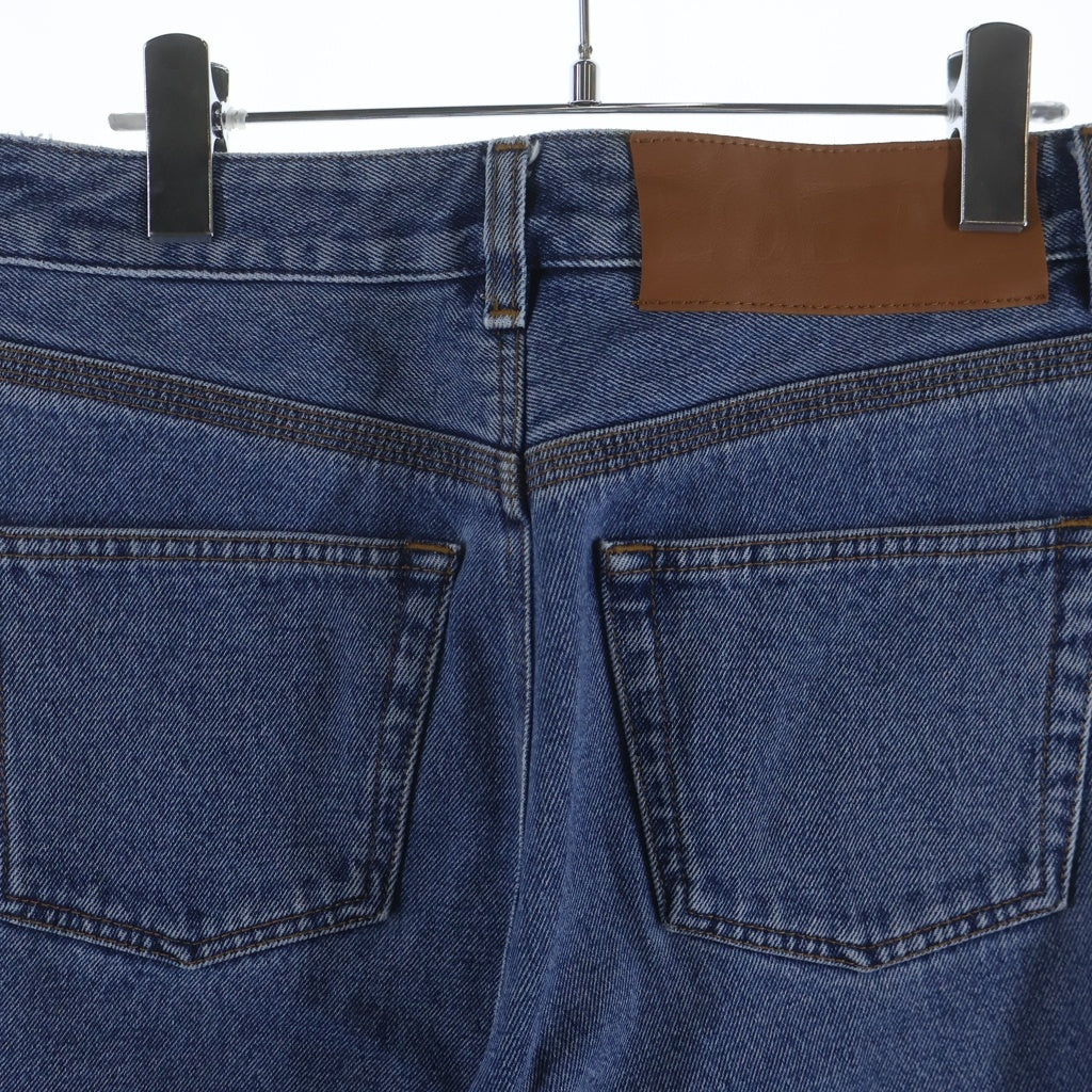 LOEWE(ロエベ) ANAGRAM CROPPED アナグラム クロップド ワイドデニムパンツ ジーンズ ロゴ ブルー S359Y11X90 レディース