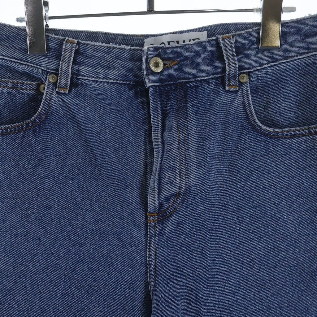 LOEWE(ロエベ) ANAGRAM CROPPED アナグラム クロップド ワイドデニムパンツ ジーンズ ロゴ ブルー S359Y11X90 レディース