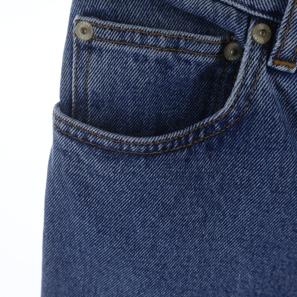 LOEWE(ロエベ) ANAGRAM CROPPED アナグラム クロップド ワイドデニムパンツ ジーンズ ロゴ ブルー S359Y11X90 レディース