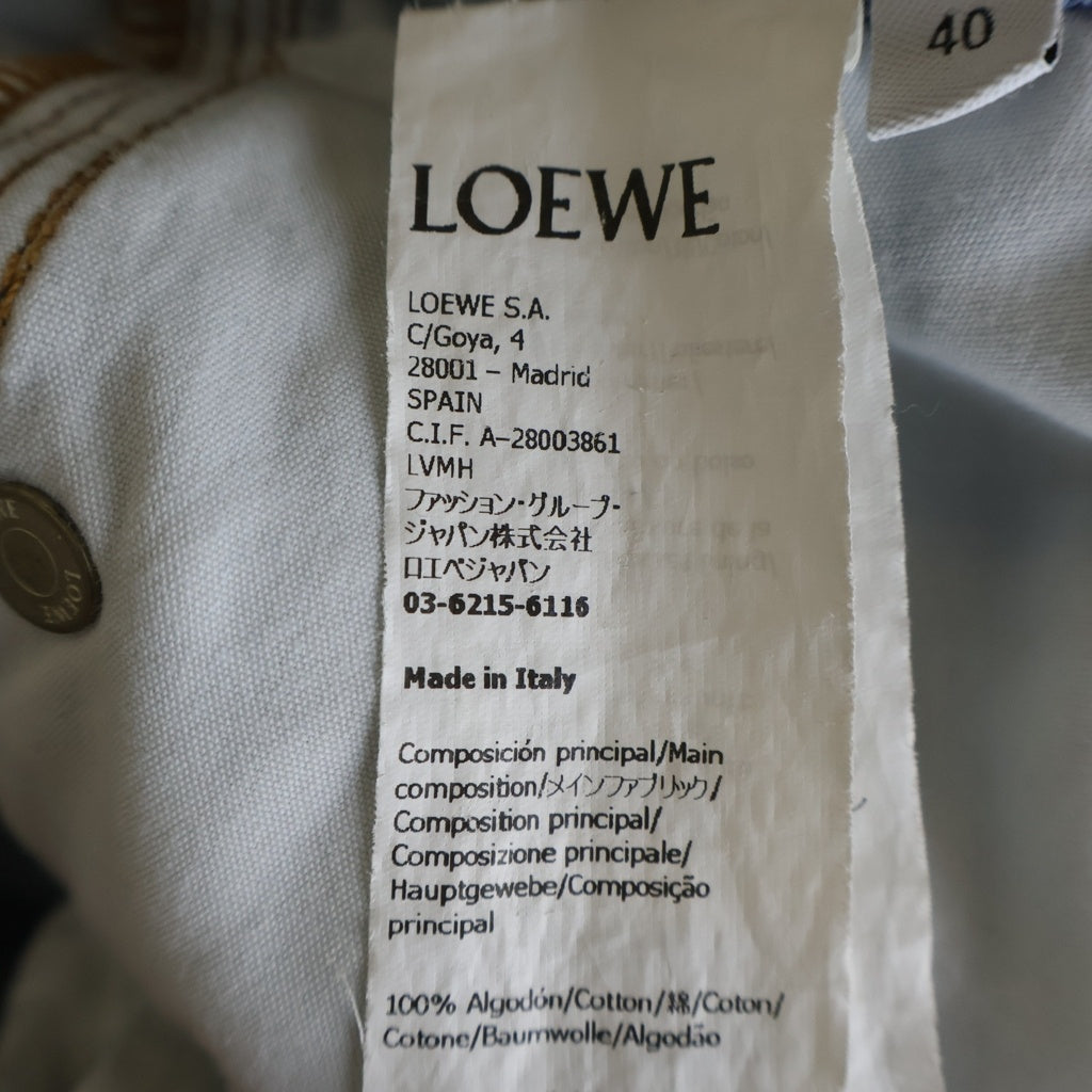 LOEWE(ロエベ) ANAGRAM CROPPED アナグラム クロップド ワイドデニムパンツ ジーンズ ロゴ ブルー S359Y11X90 レディース